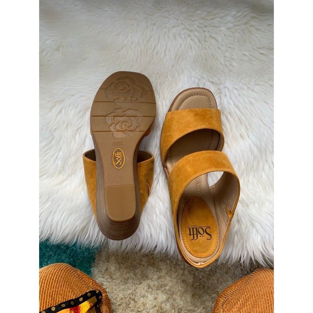 Women's Mustard Suede Double-Strap Sandal - Picture 7 of 8